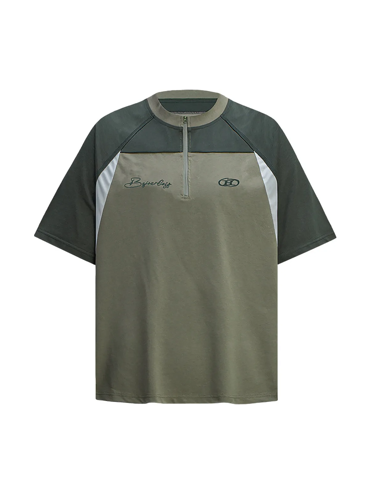 Quick-Dry Contrast Color Quarter Zip Up T-shirt sold by Thesupermade
