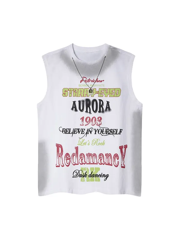 Spray- Painted Letter Print Necklace Vest sold by Thesupermade