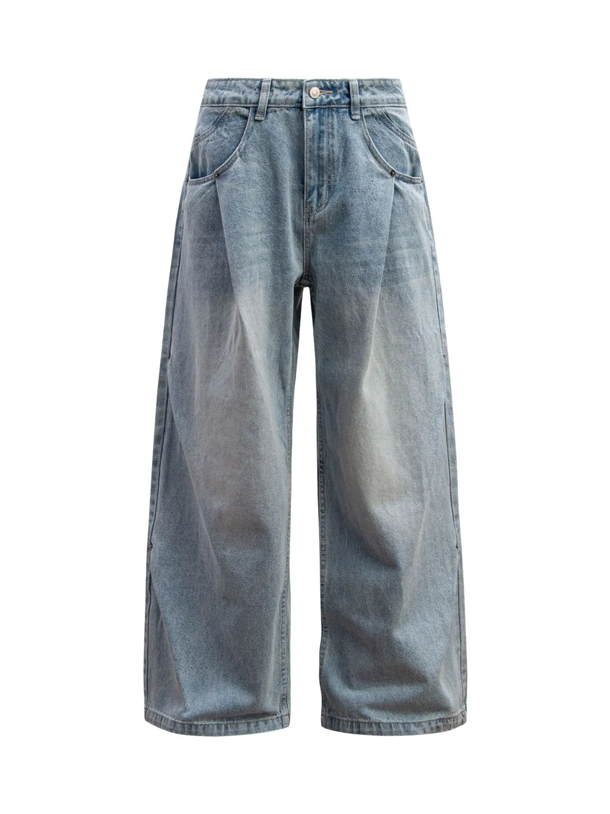 Washed Distressed Double Pleat Jeans sold by Thesupermade