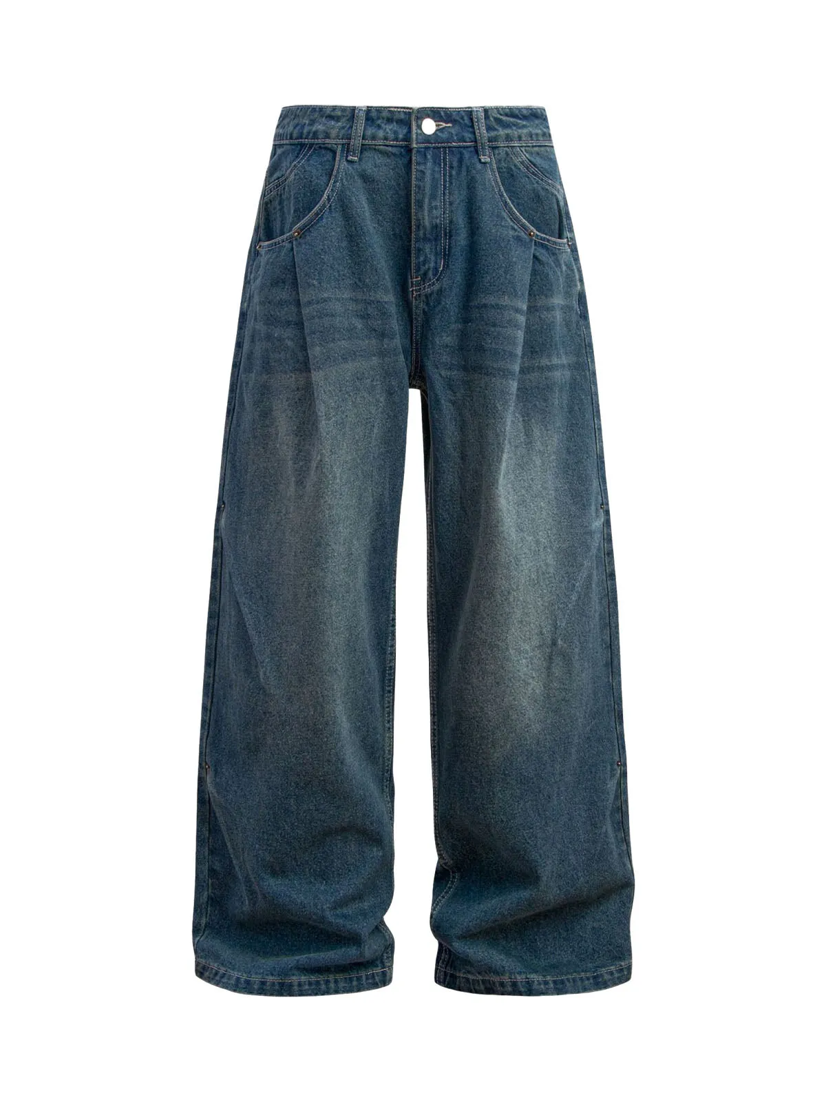 Washed Distressed Double Pleat Jeans sold by Thesupermade product image thumbnail 2