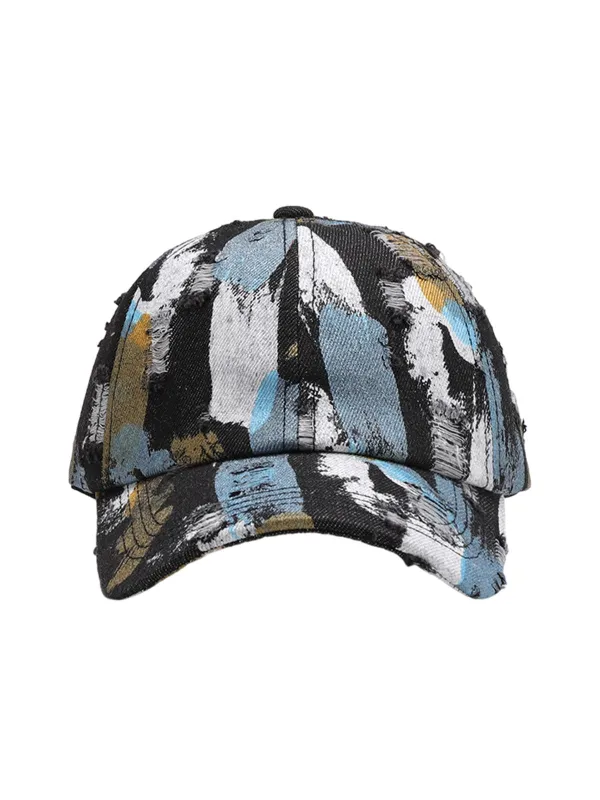 Distressed Abstract Print Baseball Cap sold by Thesupermade