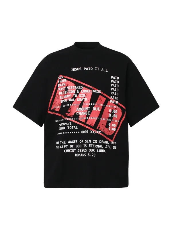 Street PAID Letter Slogan T-shirt - 2363 sold by Thesupermade