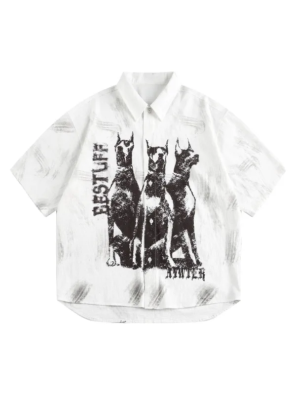 Doberman Print Short Sleeve Shirt sold by Thesupermade