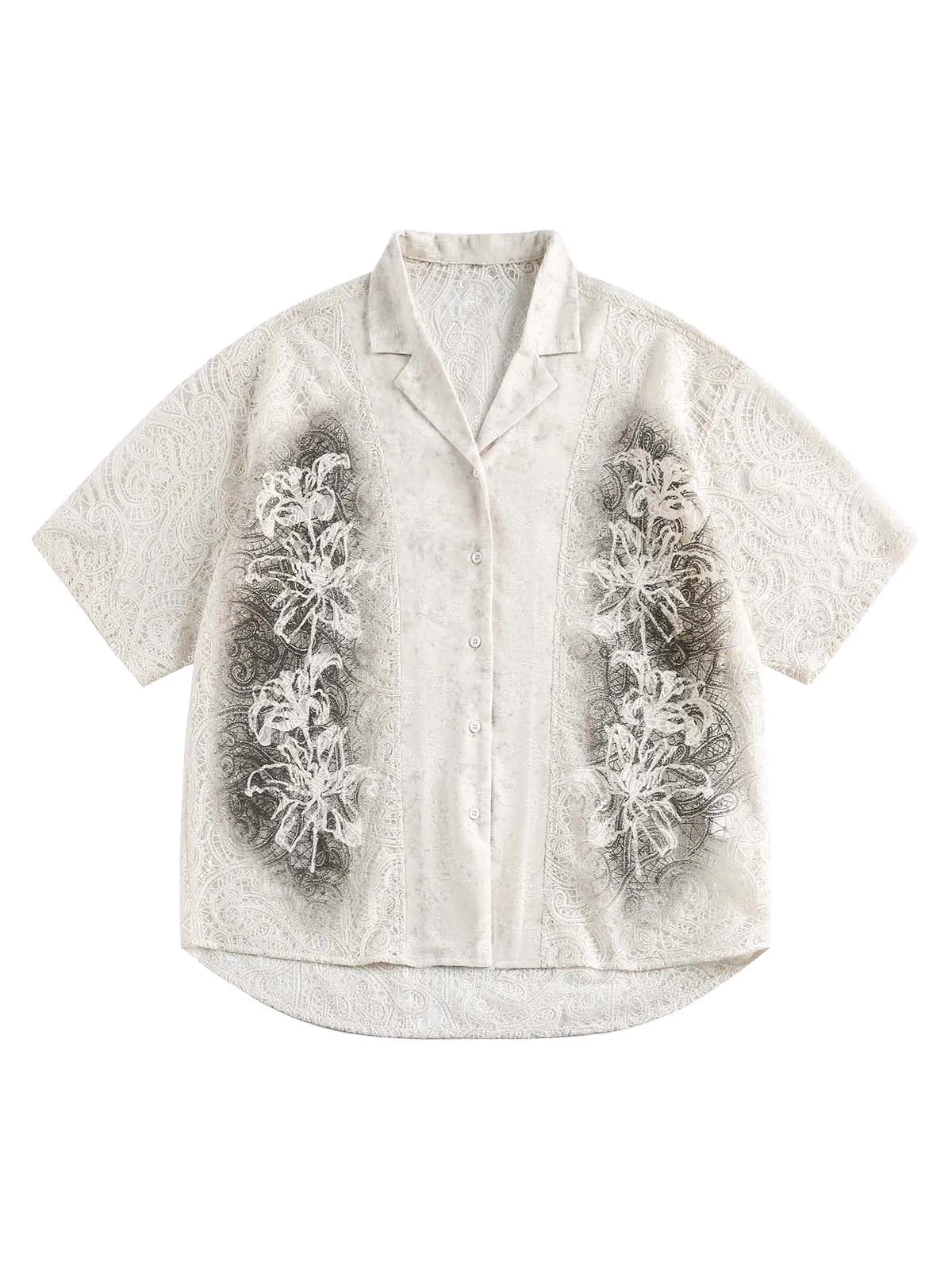 Exquisite Floral Embroidered Short-Sleeve Shirt sold by Thesupermade