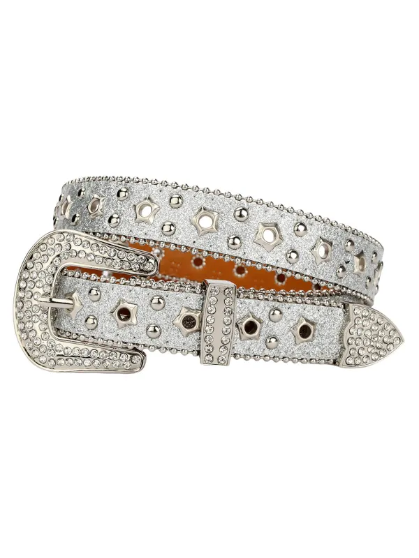 Sparkling Silver Rhinestone Embellishments Belt sold by Thesupermade
