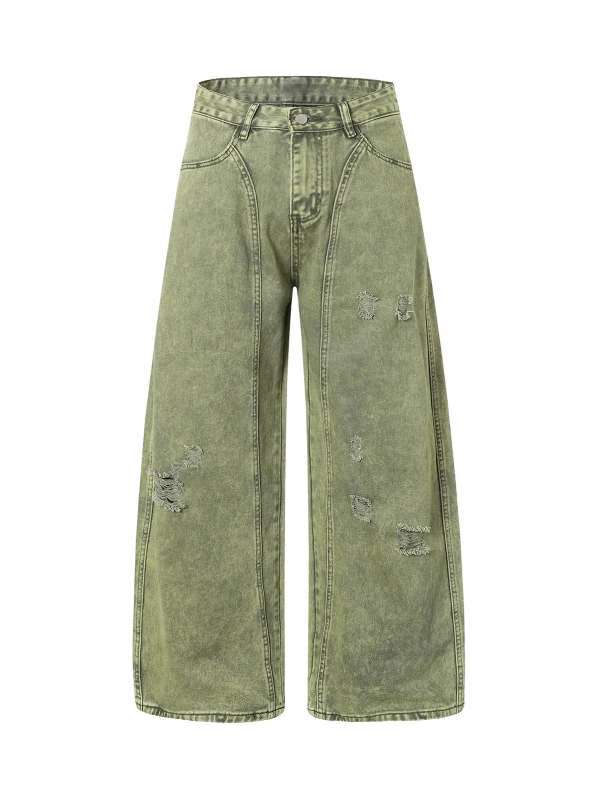 Washed Distressed Ripped Barrel Jeans sold by Thesupermade