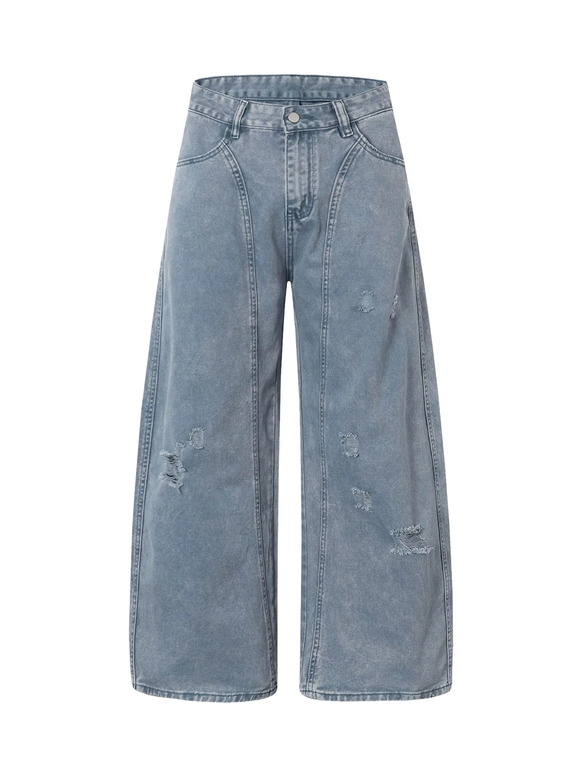 Washed Distressed Ripped Barrel Jeans sold by Thesupermade product image thumbnail 2