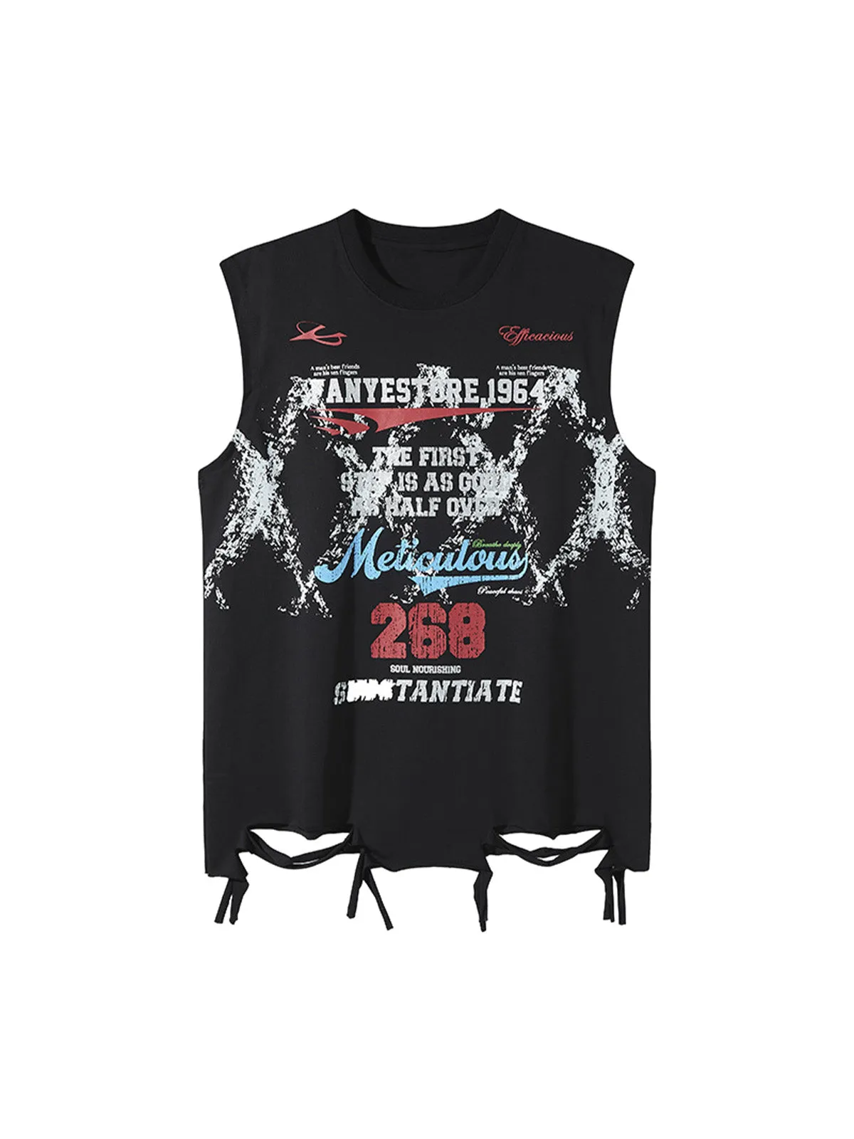 Retro Tattered Print Vest sold by Thesupermade