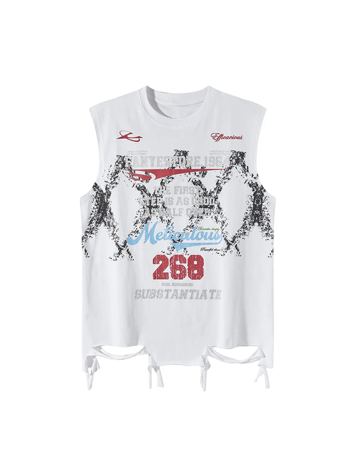 Retro Tattered Print Vest sold by Thesupermade product image thumbnail 2