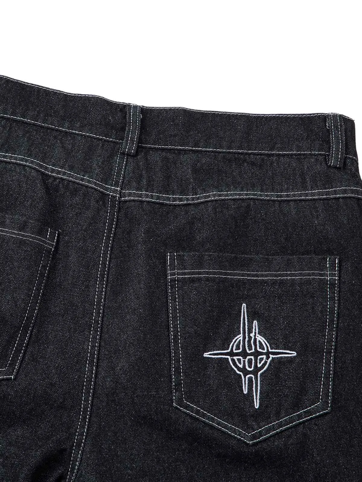 Denim Embroidered Flame Baggy Jeans - 2456 sold by Thesupermade product image thumbnail 5