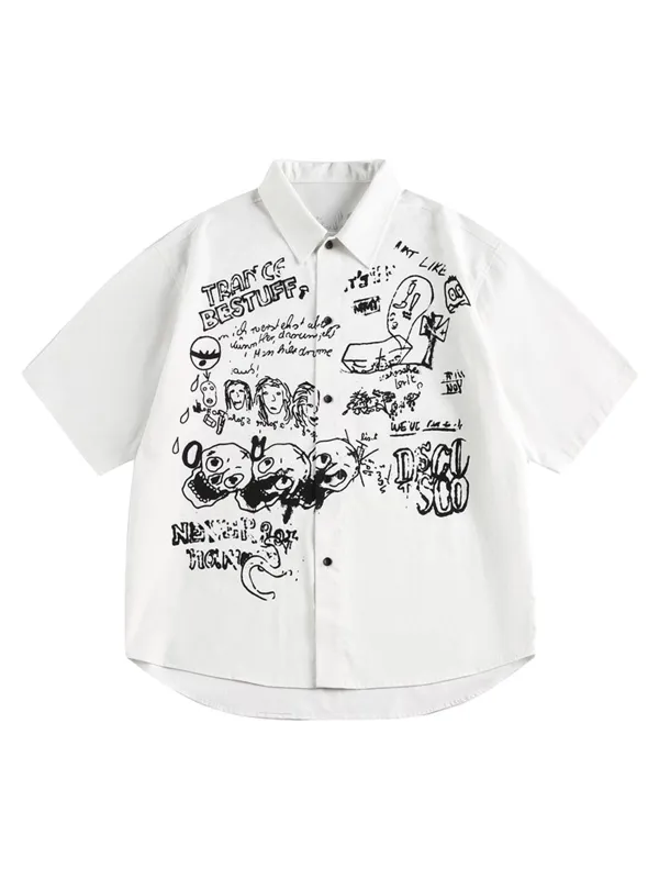 Fun Graffiti Print Short Sleeve Shirt sold by Thesupermade