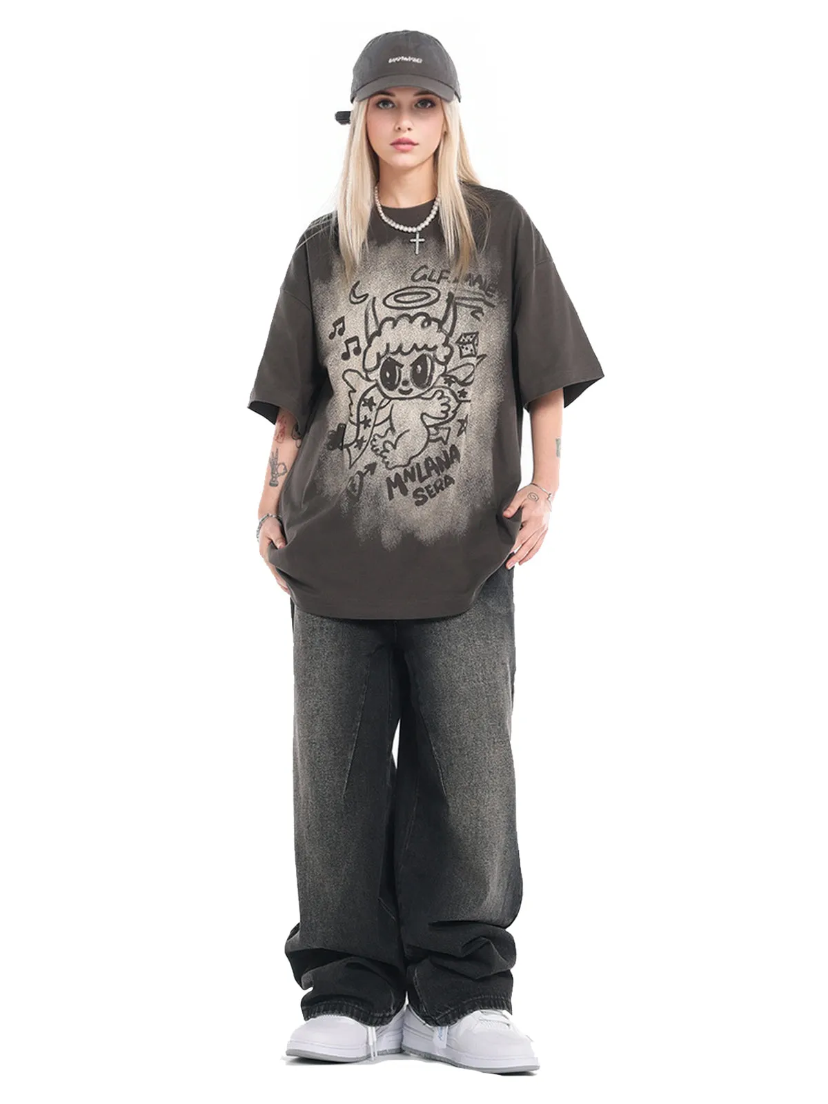 Oversized Angel Graphic T-Shirt sold by Thesupermade product image thumbnail 4