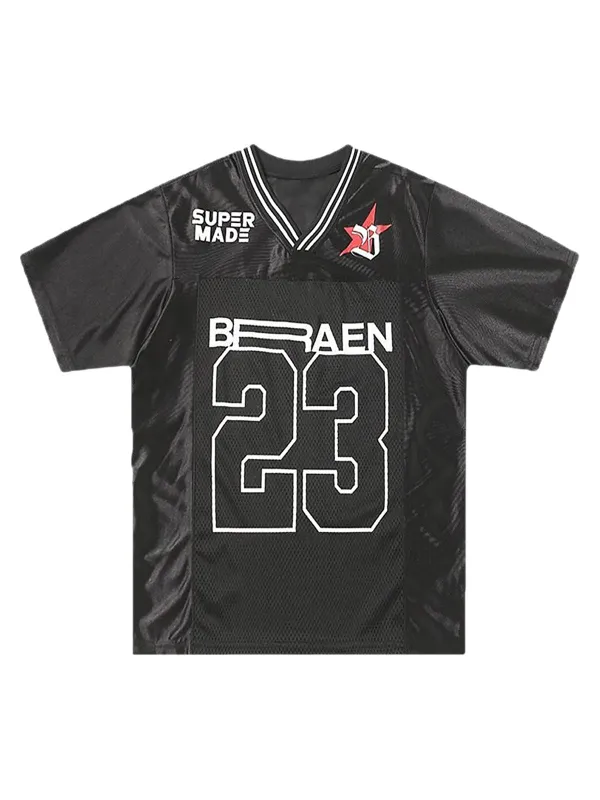 NO "23" Black Jersey V-Neck T-Shirt sold by Thesupermade