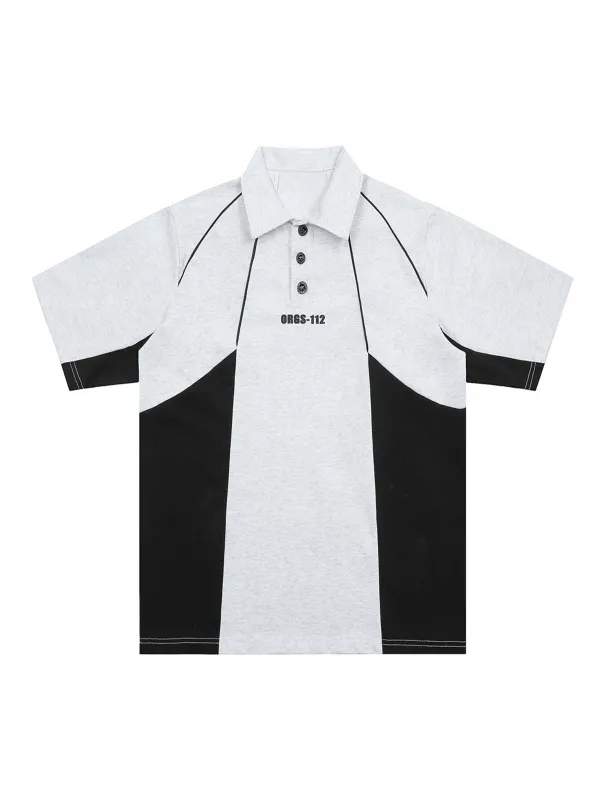 Street Contrast Panel Polo Shirt sold by Thesupermade