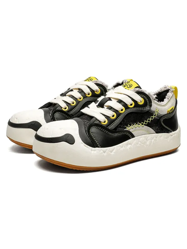 Fun Big Toe Leather Spliced Sneakers sold by Thesupermade