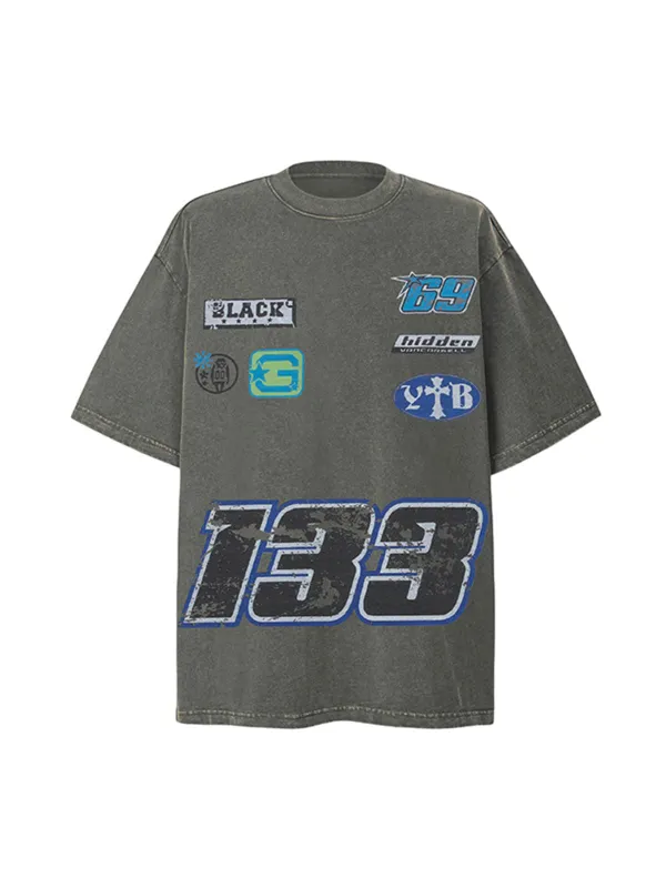 Patchwork Graphic Print Oversized Tee sold by Thesupermade