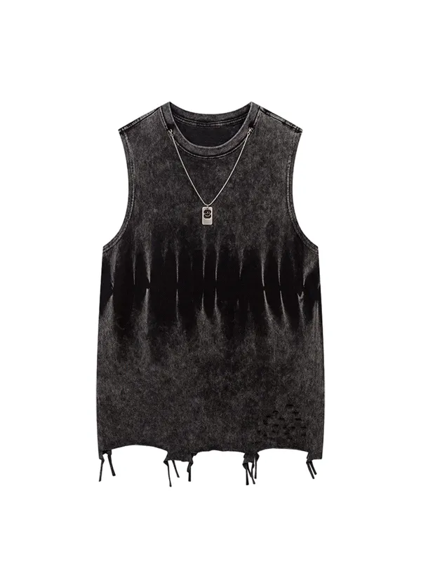 Gradient Tie-Dye Raw Edge Vest sold by Thesupermade