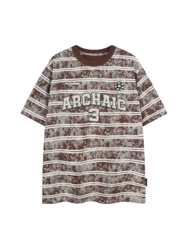 Graphic Lettering Striped Oversized T-Shirt sold by Thesupermade
