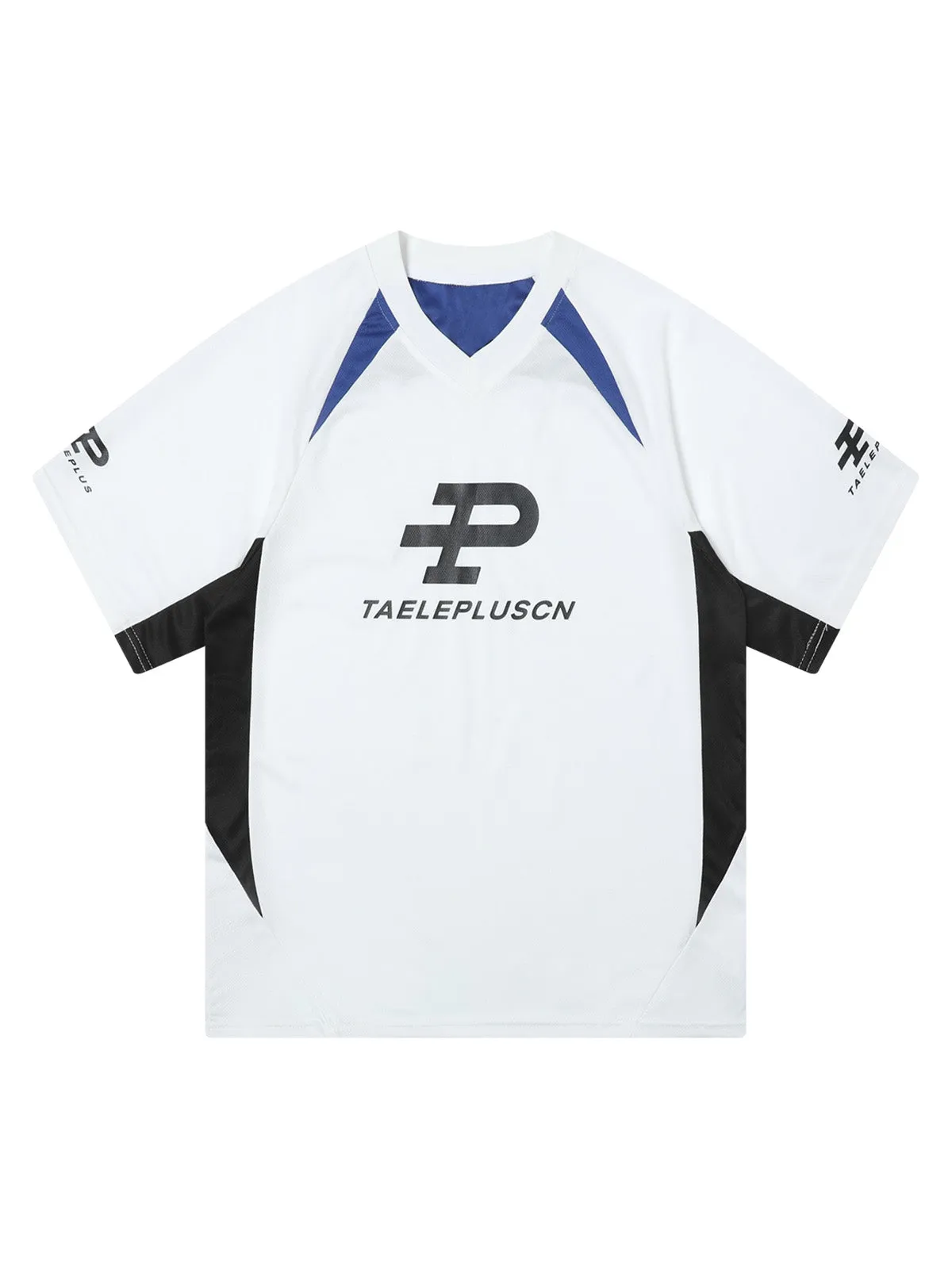 Contrast Color Sporty V-Neck Jersey T-Shirt sold by Thesupermade product image thumbnail 2