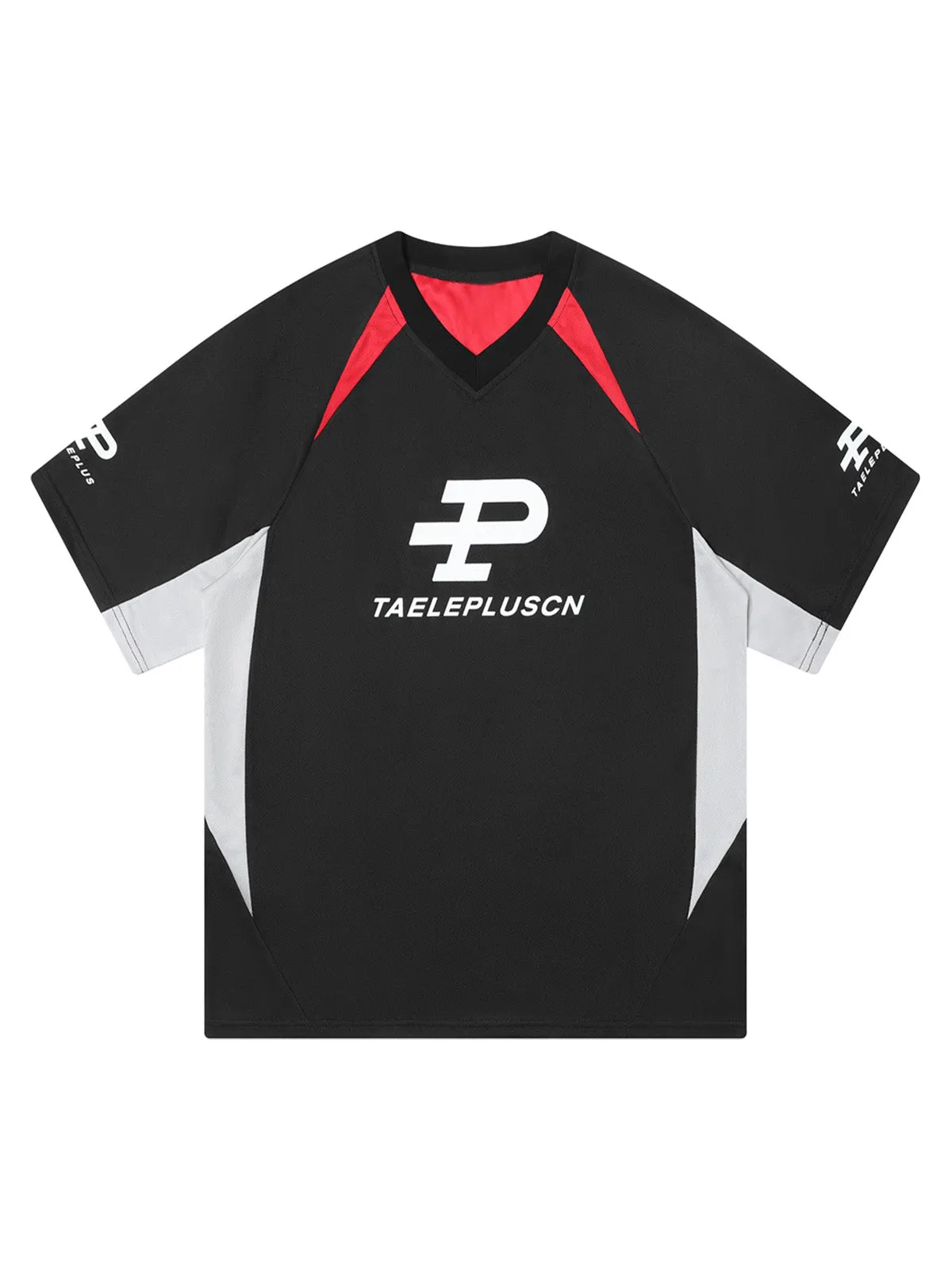 Contrast Color Sporty V-Neck Jersey T-Shirt sold by Thesupermade