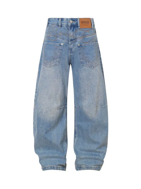Washed Cleanfit  Barrel Jeans sold by Thesupermade