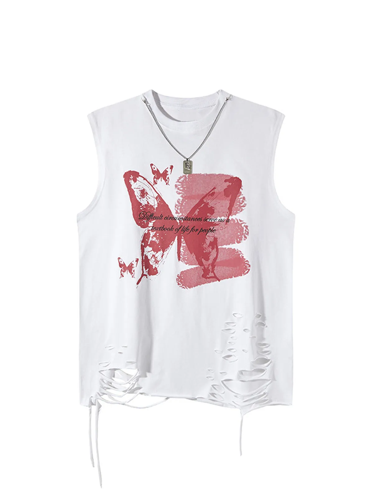 Asymmetric Distressed Graffiti Chain Vest sold by Thesupermade product image thumbnail 2