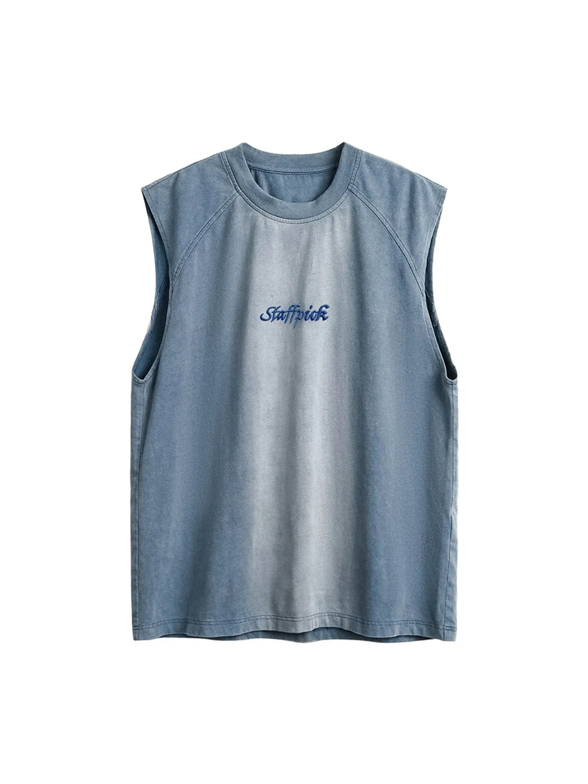 Distressed Washed Embroidered Gradient Vest sold by Thesupermade