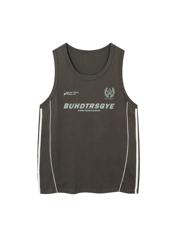 Retro Stitching Striped Basketball Vest sold by Thesupermade