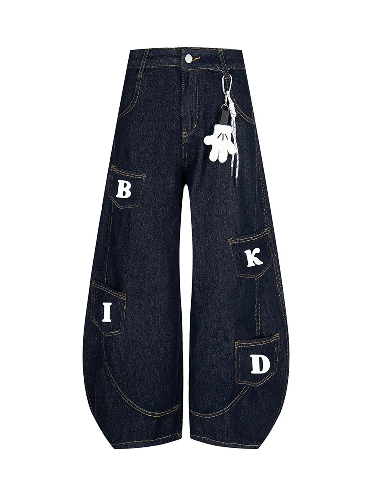 Fun Letter Pocket Barrel Jeans sold by Thesupermade