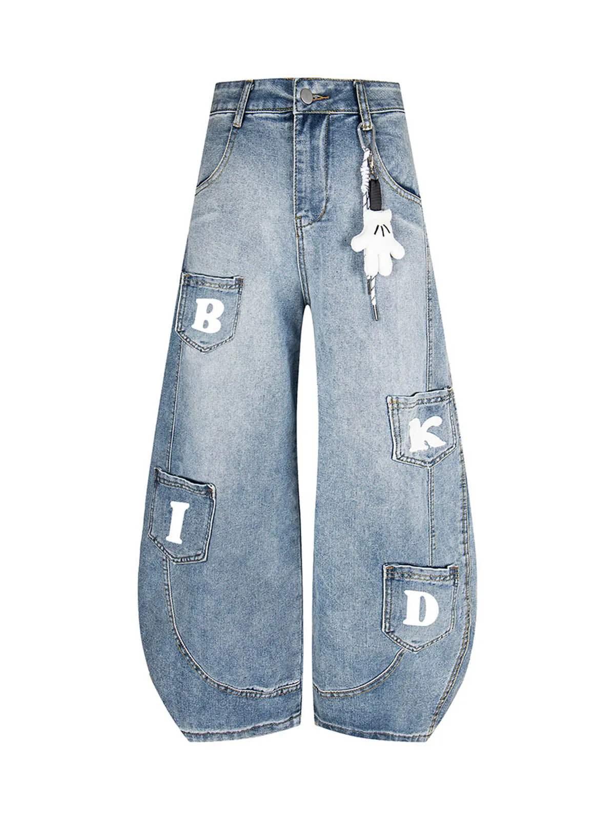 Fun Letter Pocket Barrel Jeans sold by Thesupermade product image thumbnail 2
