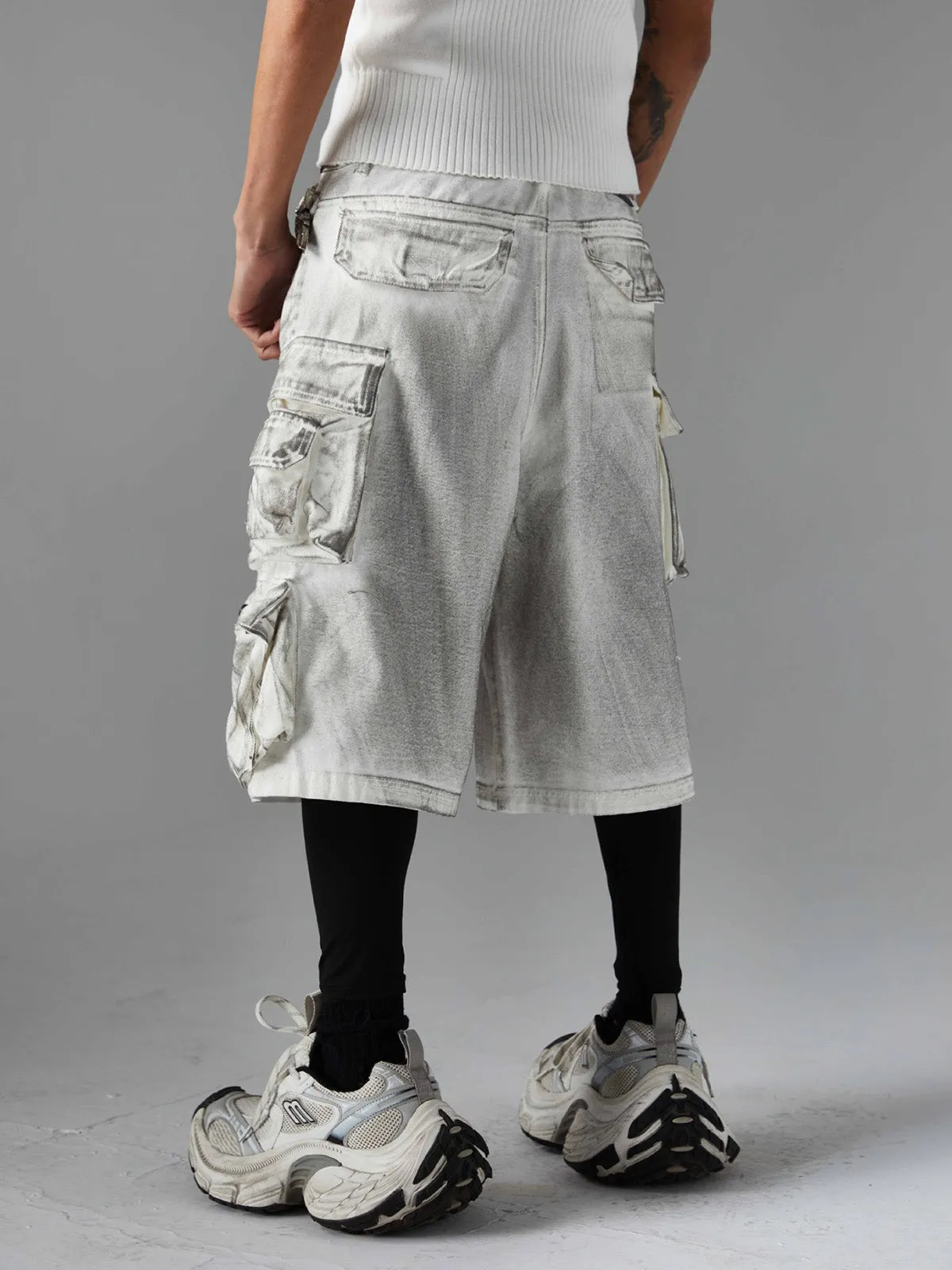 Distressed Multi-Pocket Cargo Shorts sold by Thesupermade product image thumbnail 4