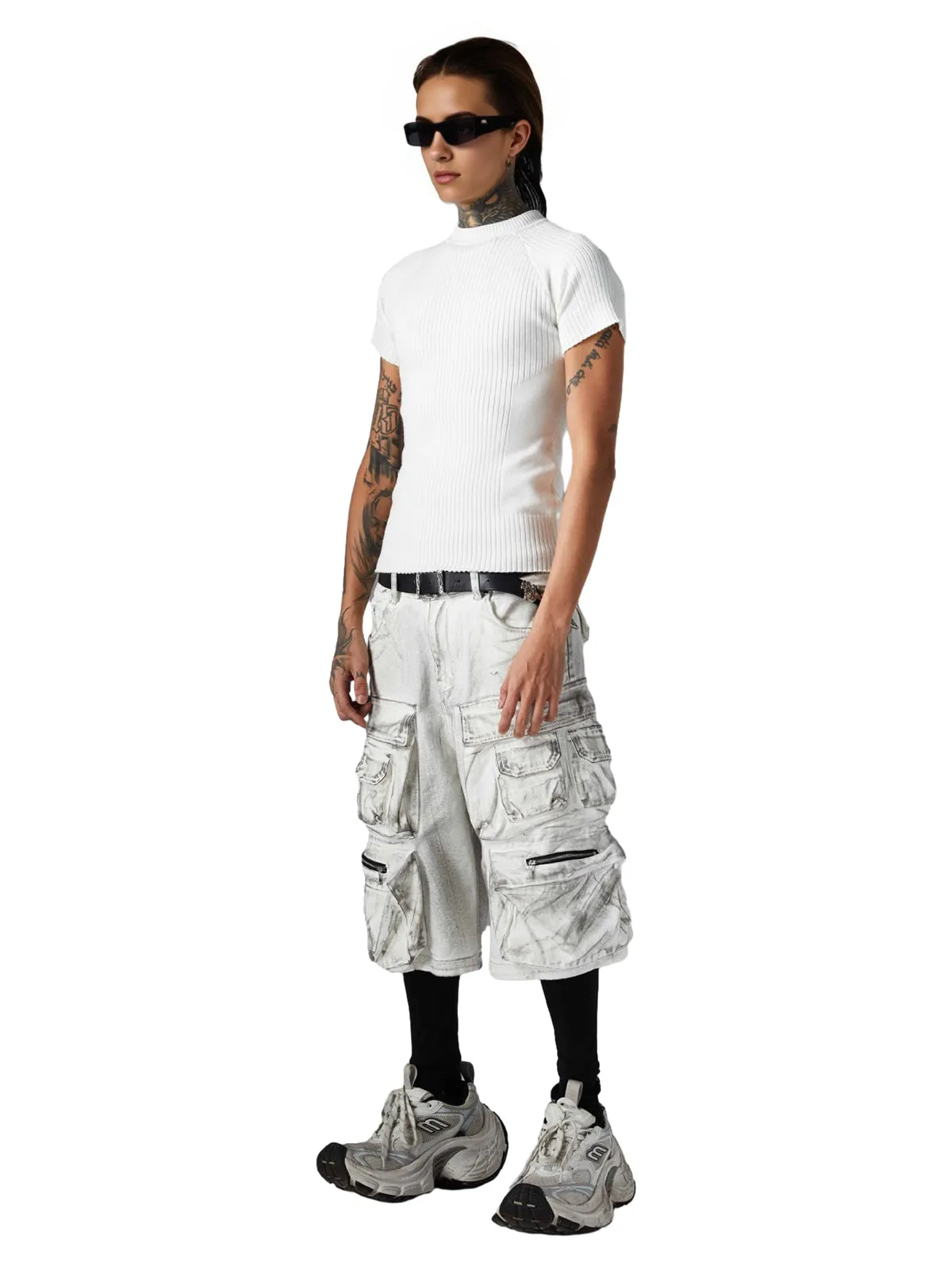 Distressed Multi-Pocket Cargo Shorts sold by Thesupermade product image thumbnail 5