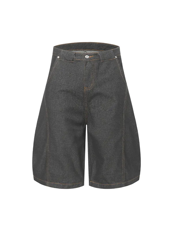 Deconstructed Split Contrast Stitching Scimitar Jorts sold by Thesupermade