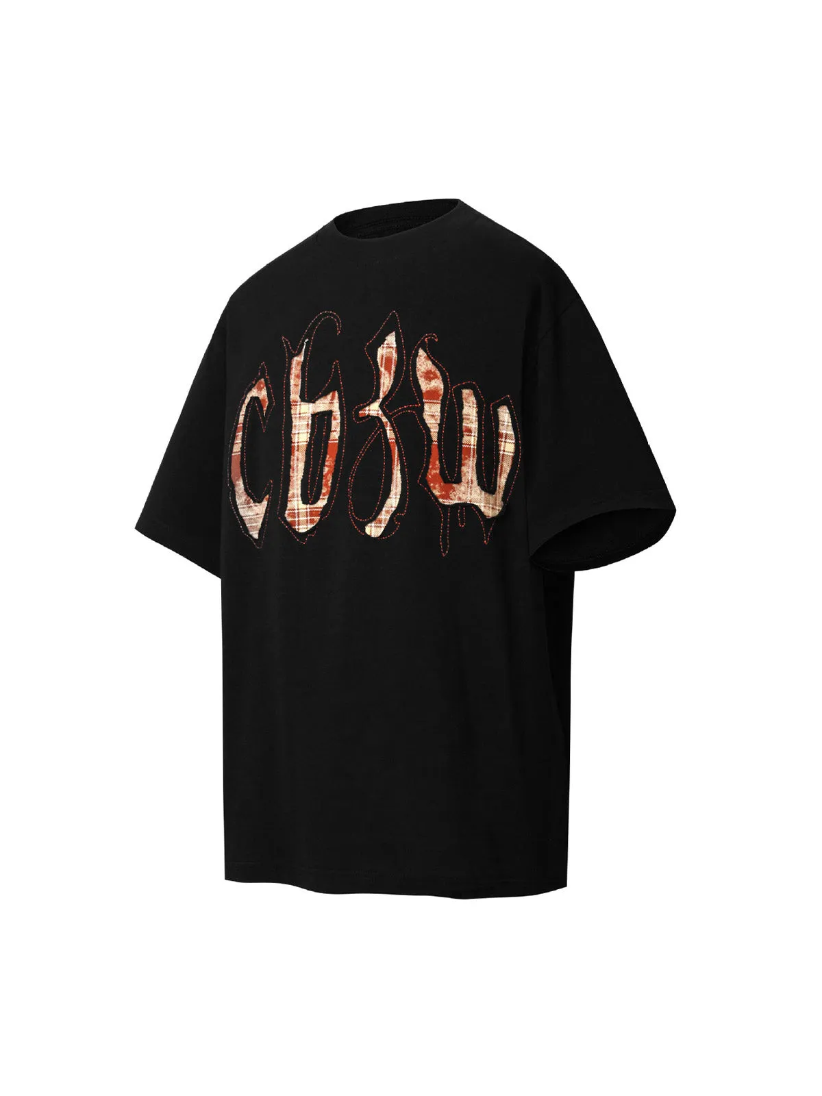 Retro Plaid Letter Embroidered T-shirt sold by Thesupermade product image thumbnail 3