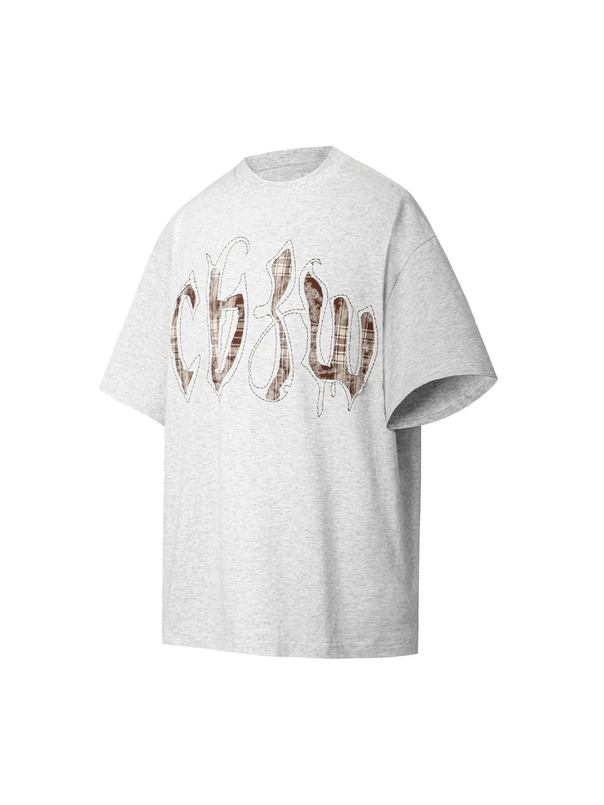 Retro Plaid Letter Embroidered T-shirt sold by Thesupermade product image thumbnail 4