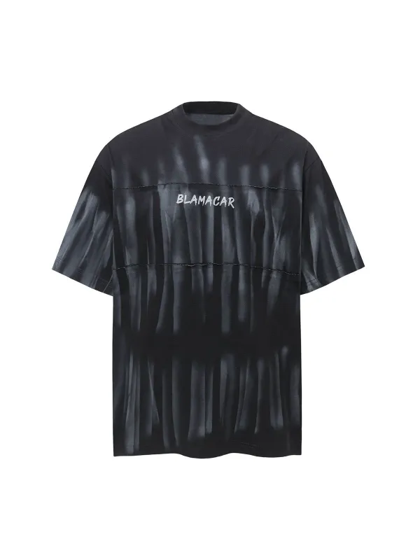 Oversized Tie-Dye Embroidered Letter T-Shirt sold by Thesupermade