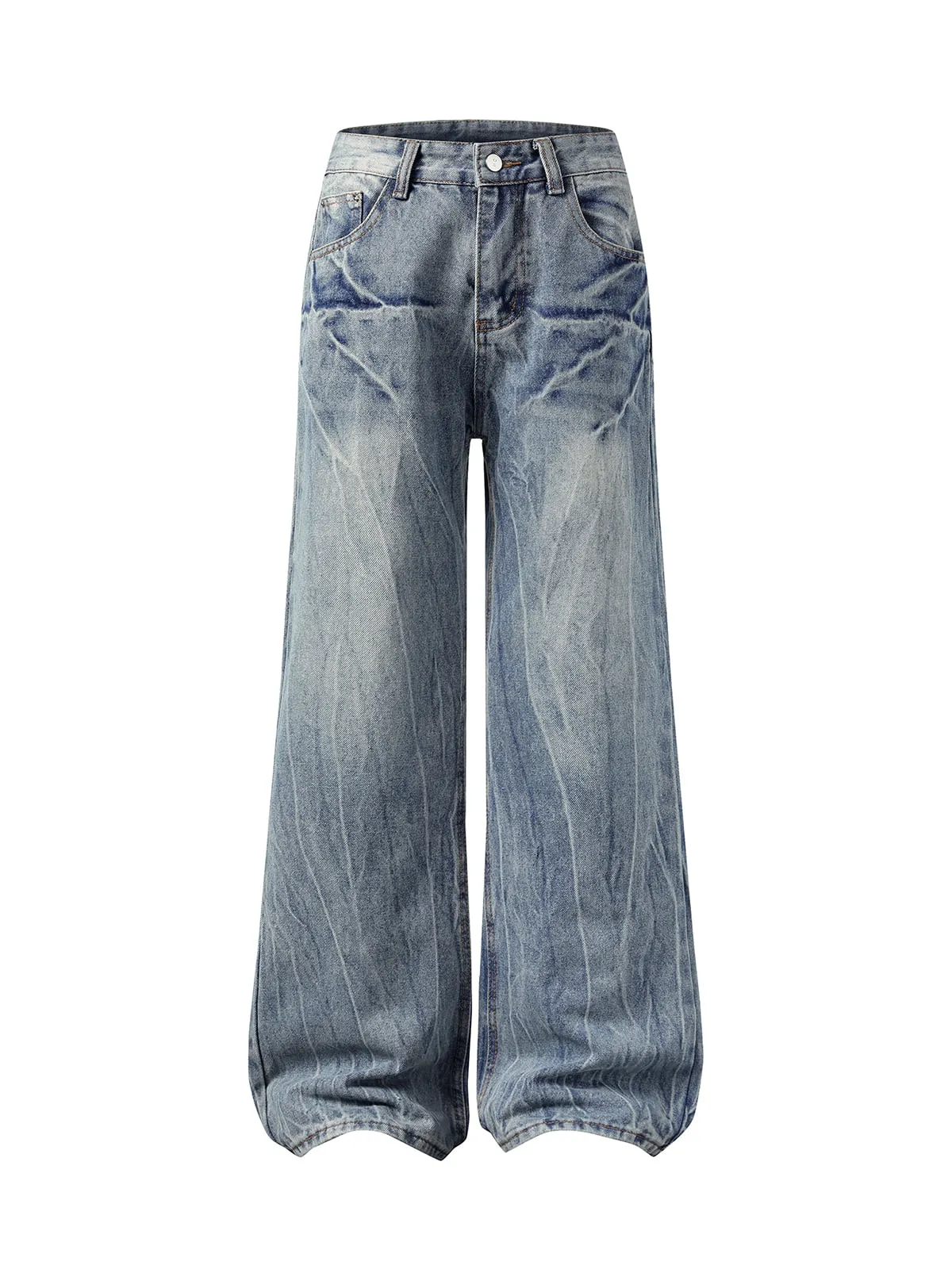 Washed Distressed Straight Jeans sold by Thesupermade