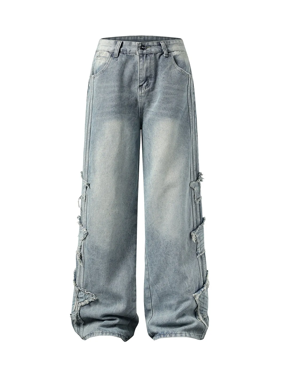 Distressed Raw Edge Baggy Jeans sold by Thesupermade