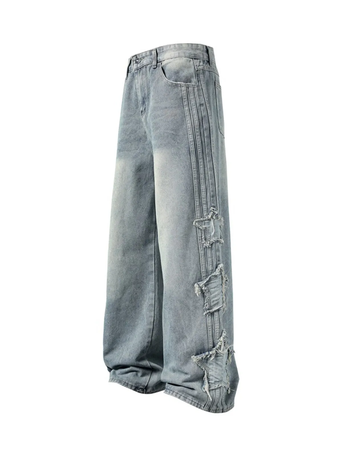 Distressed Raw Edge Baggy Jeans sold by Thesupermade product image thumbnail 3