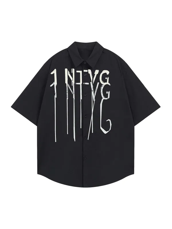 Bold Letter Graphic Short-Sleeve Shirt sold by Thesupermade