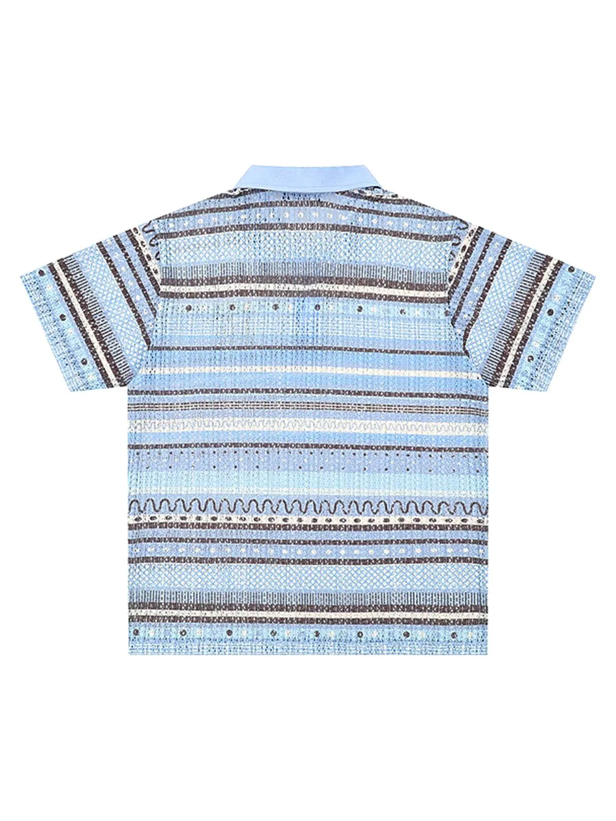 Retro Gradient Striped Hollow POLO Shirt sold by Thesupermade product image thumbnail 3