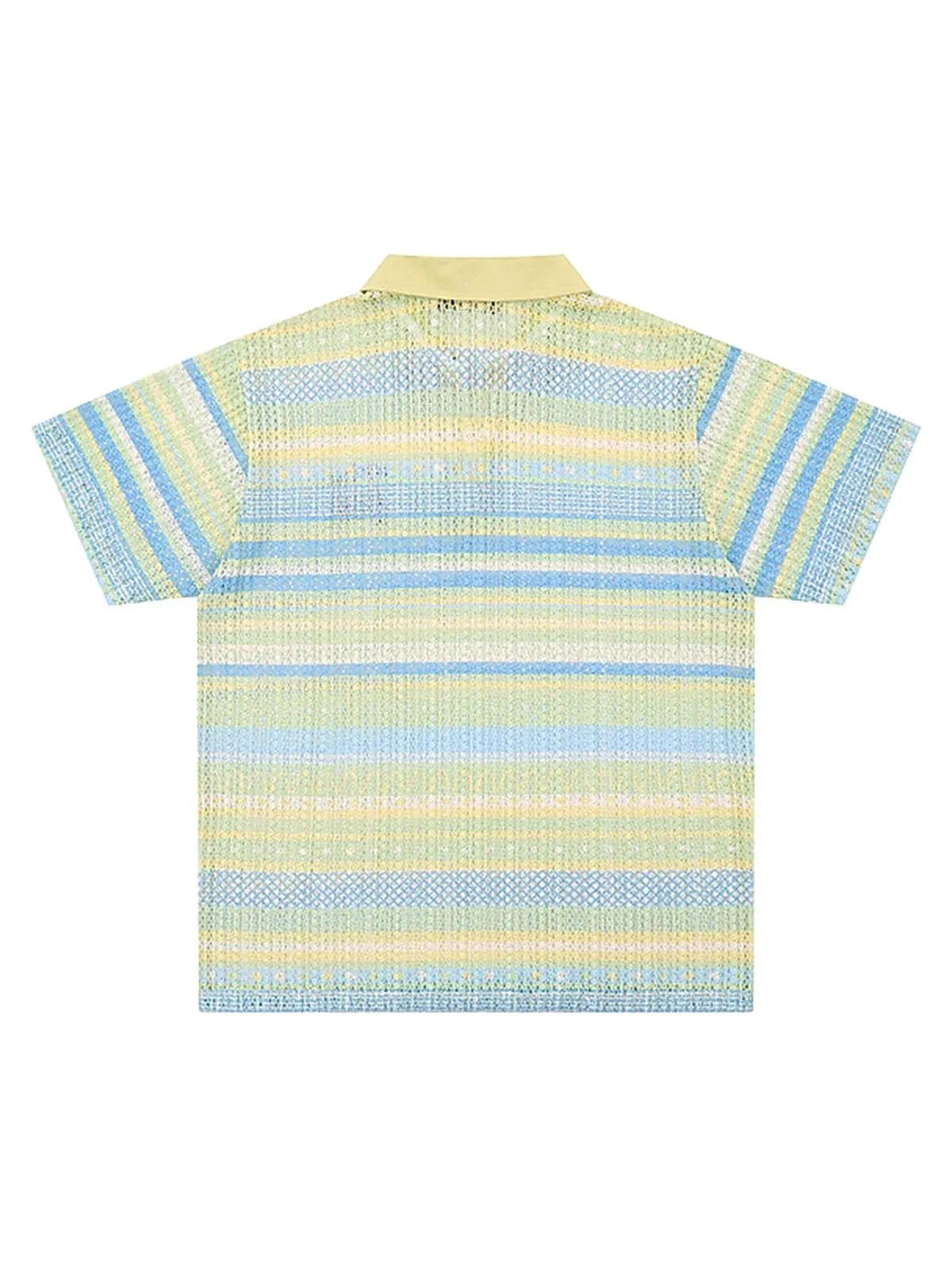 Retro Gradient Striped Hollow POLO Shirt sold by Thesupermade product image thumbnail 4