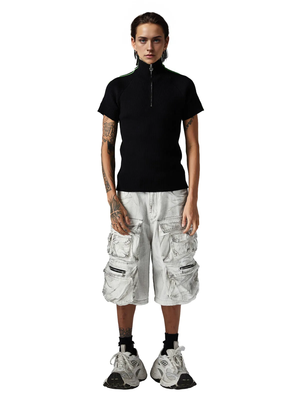 Retro Cleanfit Quarter Zip- Up T-Shirt sold by Thesupermade product image thumbnail 3