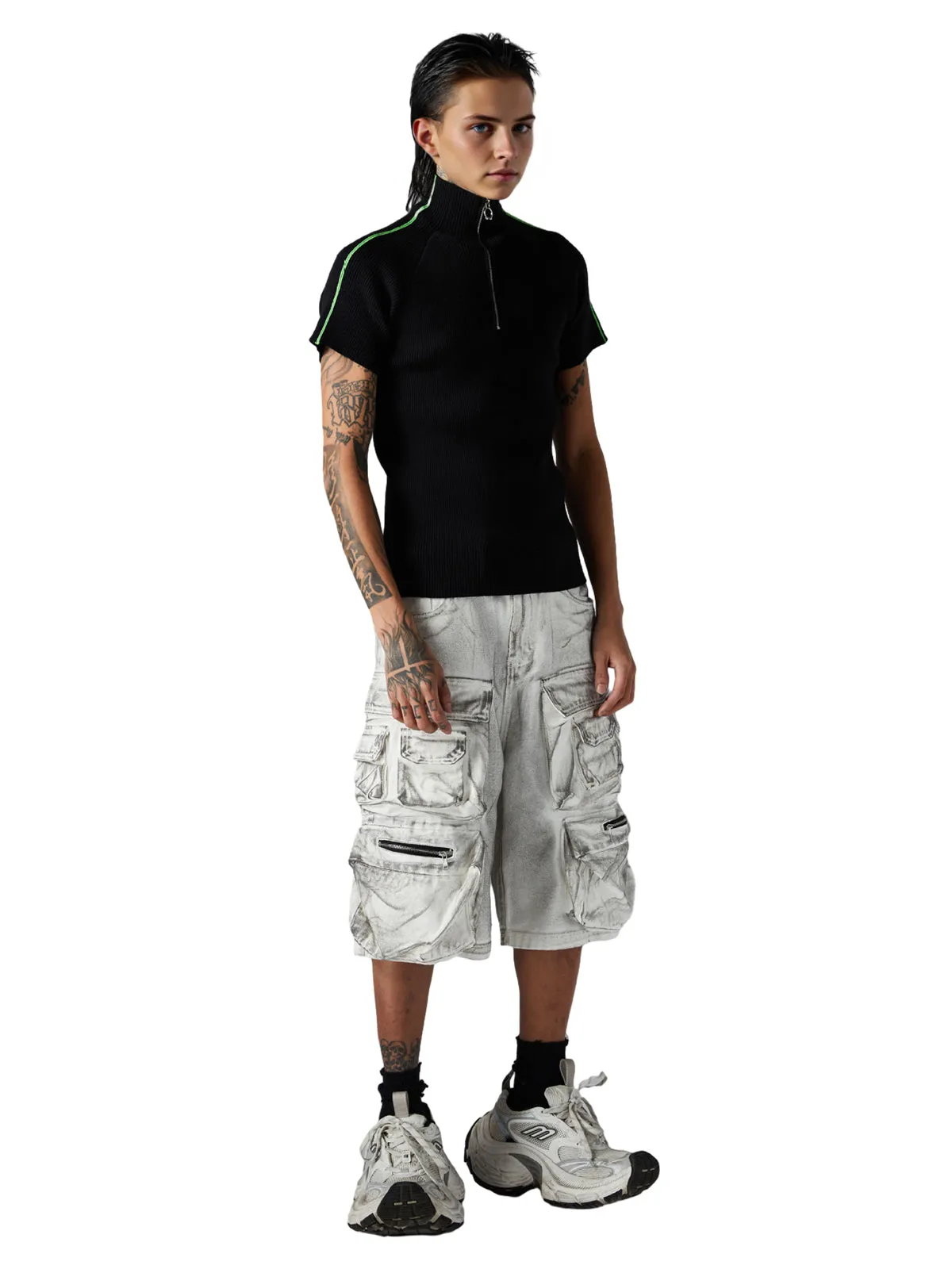 Retro Cleanfit Quarter Zip- Up T-Shirt sold by Thesupermade product image thumbnail 5