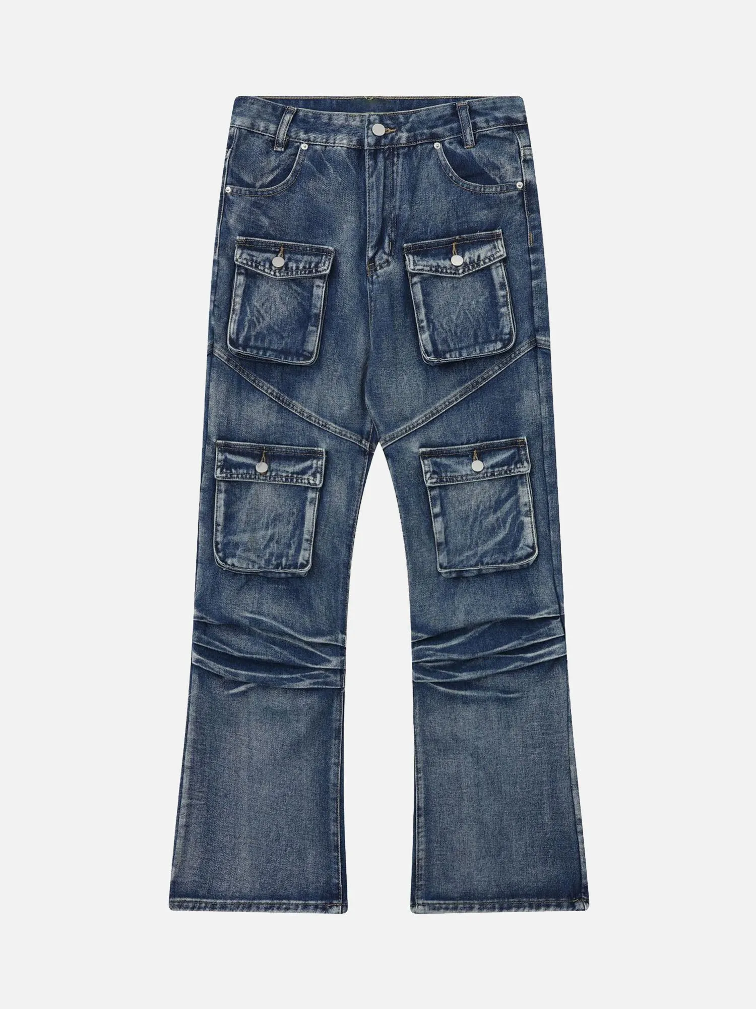 Multi-Pocket Washed Jeans sold by Thesupermade