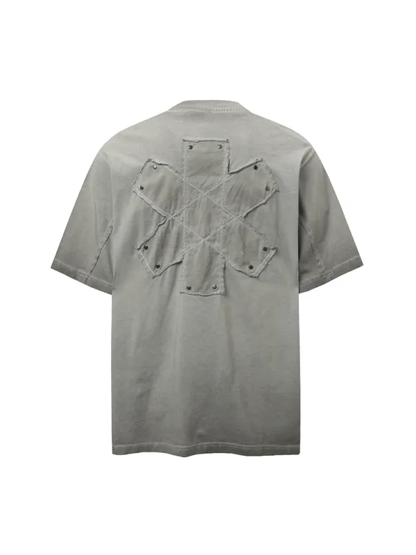 Street Split Studded Patch T-shirt sold by Thesupermade