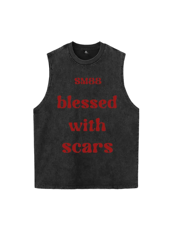 Original "Blessed With Scars" Slogan Vest sold by Thesupermade