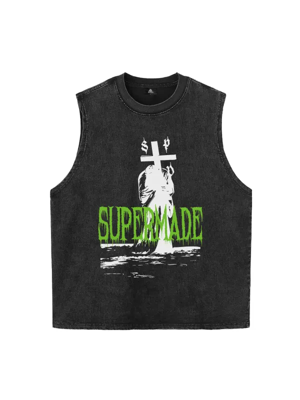 Original Edgy Cross Graphic Vest sold by Thesupermade