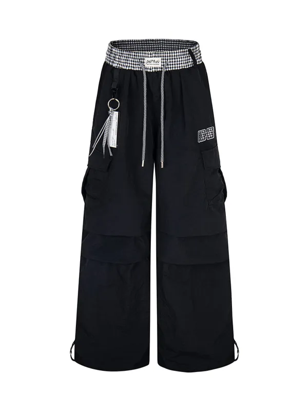 Double Waist Drawstring Baggy Cargo Pants sold by Thesupermade