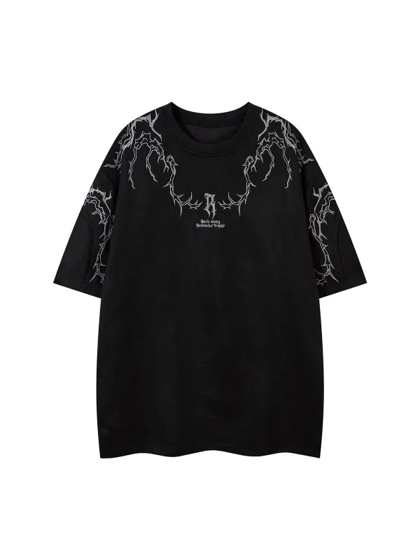 Thorn Embroidery Suede T-Shirt sold by Thesupermade